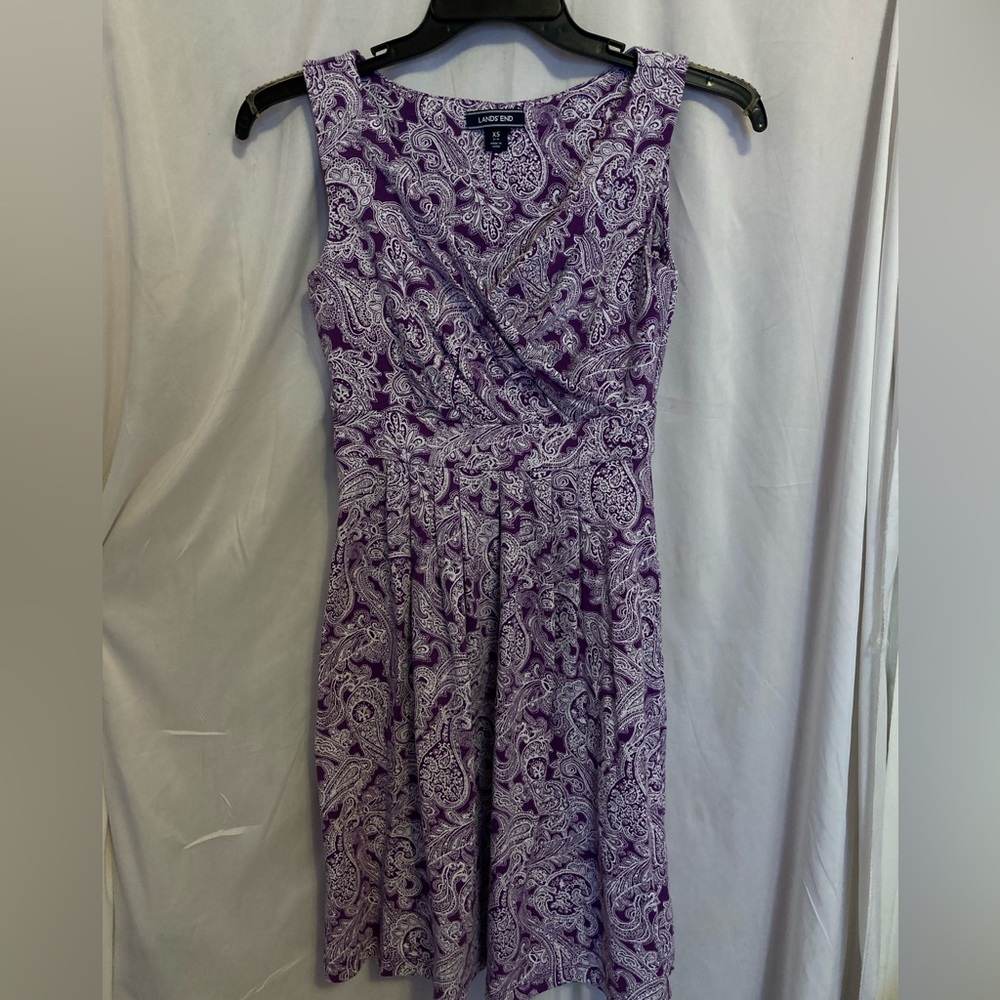 COPY - Lands End purple paisley dress XS 2-4/58% cotton 38% moDal 4% spandex